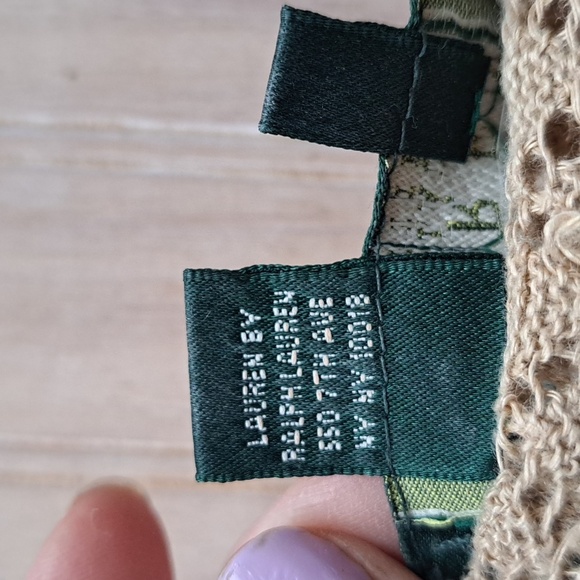 Lauren Ralph Lauren Textured Knit Petite 100% Linen Cut Out 3/4 Sleeves Top - Picture 6 of 9